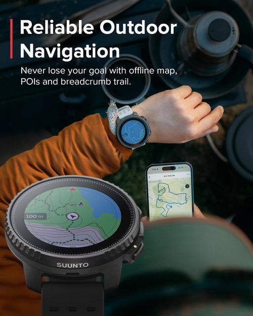 SUUNTO Vertical GPS Sports Watch, Premium Multisports Watch w/1.4 inch Touchscreen & 95+ Training Workout Analysis, Heart Rate & Sleep Tracking, 60-Day Battery Life, Dual-GNSS, Free Offline Map, Black