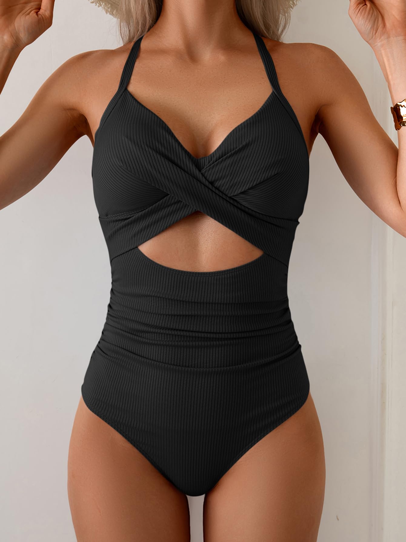 Eomenie Women's Tummy Control One Piece Swimsuit Cutout Bathing Suit 2XL