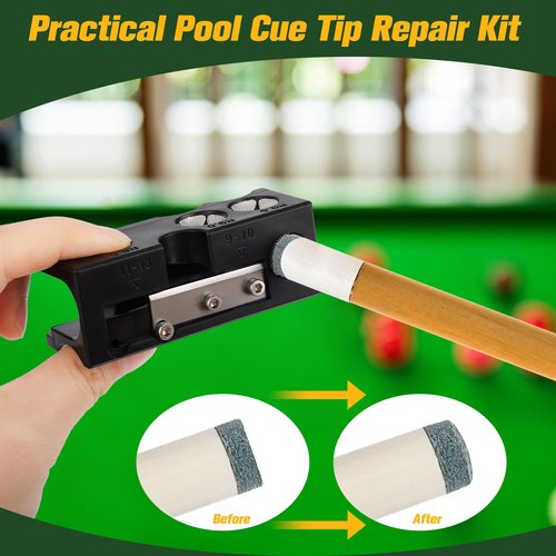Solaradgy Billiards Pool cue Tips Replacement kit, Professional Pool Cue Tip Repair Kit, Portable Cue Stick Tool for Shaping and Replacing Tips, Complete Billiards Accessories