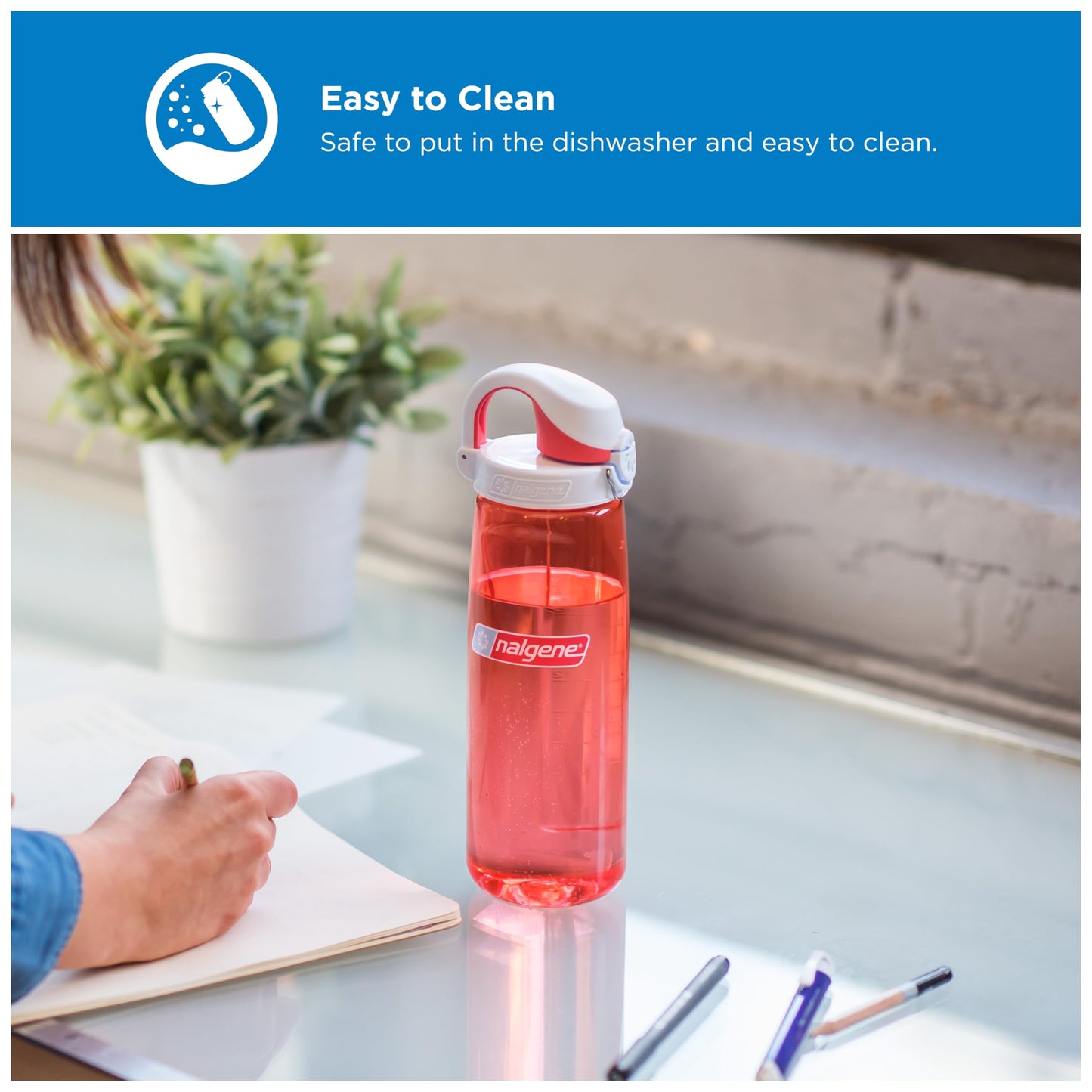 Nalgene Sustain Tritan BPA-Free On The Fly Water Bottle Made with Material Derived from 50% Plastic Waste