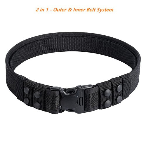 TACNEX Duty Belt w/Hook Lining 4 Keepers Police Law Enforcement Correctional Officer Security Black Nylon Outer Inner Belt L