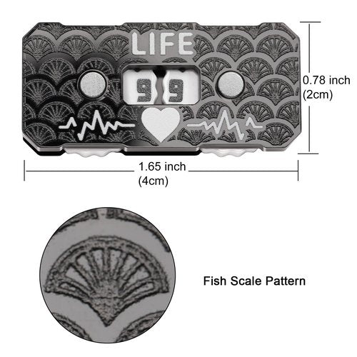 Life Counter 2 Pcs Pcak Twin Digits Dragon Scale Pattern Designed 2 x 4 cm (0.787 x 1.57 in) for cEDH Game & MTG Dual Game Made of Acrylic (Black & Red Scale)