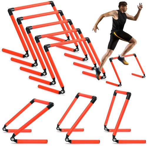 Hollowfly 8 Pcs Adjustable Speed Training Hurdles 6" 9" 12" Speed Agility Hurdle Jumping Training Fitness Equipment Plyometric for Athletes Soccer Basketball Track Field(Orange)