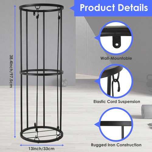 URMMIY Garage Ball Storage Rack - Wall-Mounted Vertical Ball Holder for Basketball, Soccer, Volleyball, Football - Space-Saving Sports Organizer for Garage, Home, Basement, Kids' Room, Outdoor Use