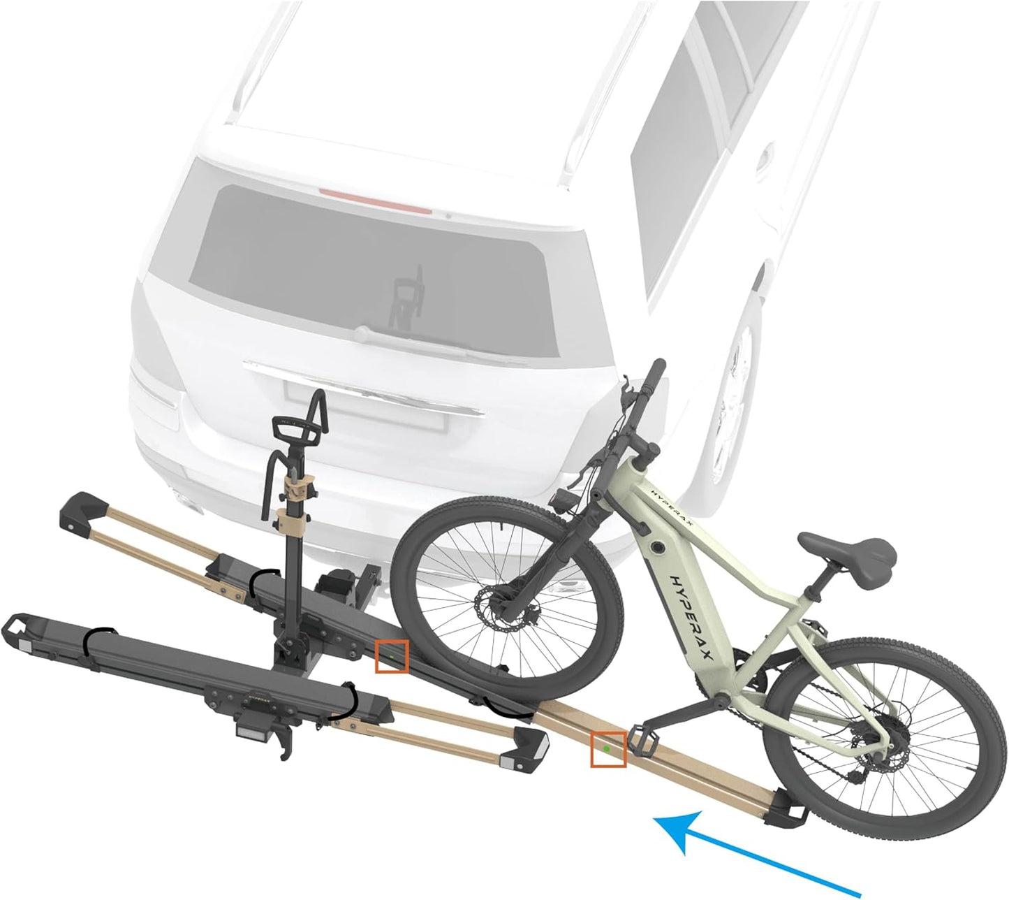HYPERAX Volt 2 - E Bike Hitch Mounted Platform Style 2 Bikes Carrier for Car, SUV, Trucks, Sedan, Tilting e-Bike Rack for Hitch Fits Up to 2 X 70 lbs Bike with Up to 5" TIRE - NO RV USE!