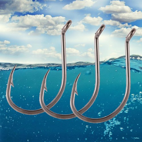 30 Pack Octopus Offset Fishing Hooks for Bass Trout Salmon Steelhead Walleye Saltwater and Freshwater