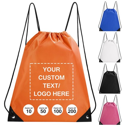 Fyore Bulk Custom Drawstring Backpack, Personalized Promotional Items with Logo/Text Drawstring Bags for Sports Gym Travel Daily Use