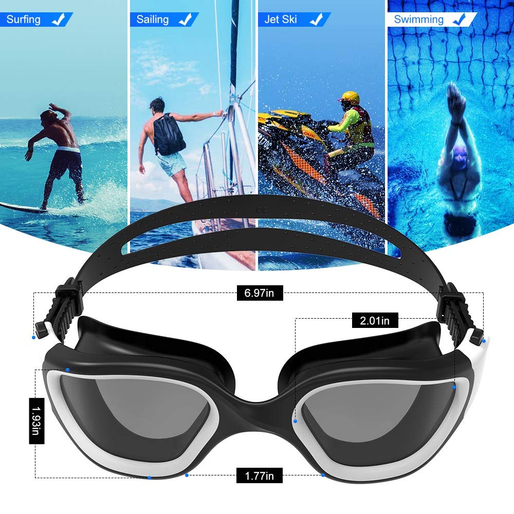ZIONOR Swim Goggles, Upgraded G1 Polarized Swimming Goggles Anti-fog for Adult Men Women A3 (Polarized + Smoke)