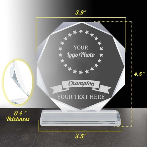 LOFART Personalized Crystal Trophy Award Custom Glass Trophy Plaques Personalized Engraved for Award for Employees Coworker Gift Retirement Gift Sports Trophies Leaving Gifts for Employee