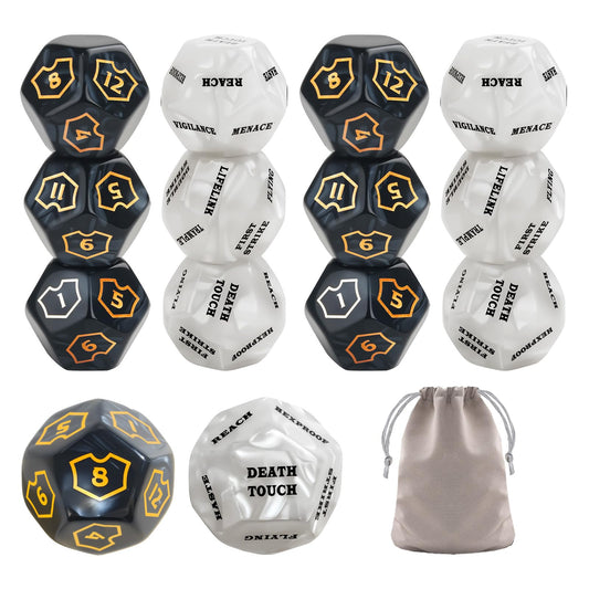 12 Pieces MTG Counter 12 Sided Abilities Keywords Dice Loyalty MTG Life Counter Tokens Dice Buff Tokens Compatible with Magic Card Game Accessories CCG Creature Stats (White)