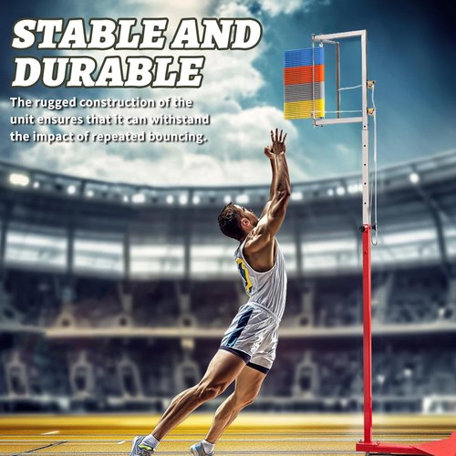 67-141.7 Inche Vertical Jump Tester,Floor Standing Vertical Jump Measurement Tool Adjustable Height,Movable Vertical Jump Trainer with Wheels,Vertical Trainer Stand for Adjustable Height Training
