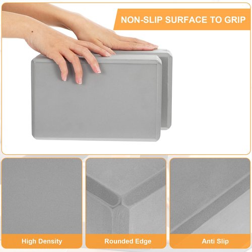 4 Pack Yoga Blocks - Premium EVA Foam Bricks for Pilates Workout, Stretching, Meditation - Yoga Brick for Flexibility, Balance, Spine Strength, Non-slip and Lightweight Exercise Blocks