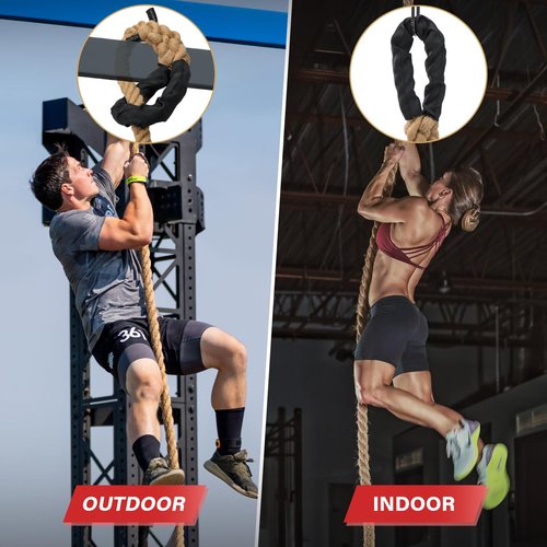 Climbing Rope Gym Workout - 20FT Heavy Duty Jute Thick Ropes for Adults Strength Training Outdoor Tree Swing Indoor Home Fitness Exercise - 1.5 Inch