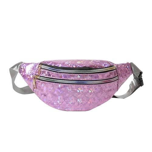 eYLun Women Holographic Fanny Pack Belt Bag Crossbody Bag Waist Bag Waterproof Waist Packs Bumbag Running Traveling Pink
