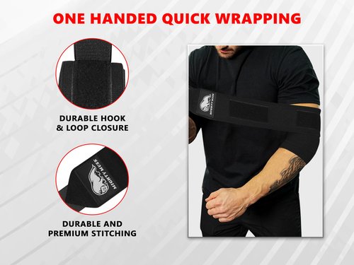 Flexible 40-inch elbow compression strap and joint support brace for bench press, powerlifting, and pressing - Weightlifting Elbow Wraps (One Pair)