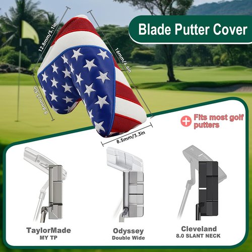 GOLTERS Golf Head Covers Blade Putter Cover Headcover Magnetic Closure Embroidered Fit for Most Brands Scotty Cameron Odyssey Blade Taylormade Ping ect.