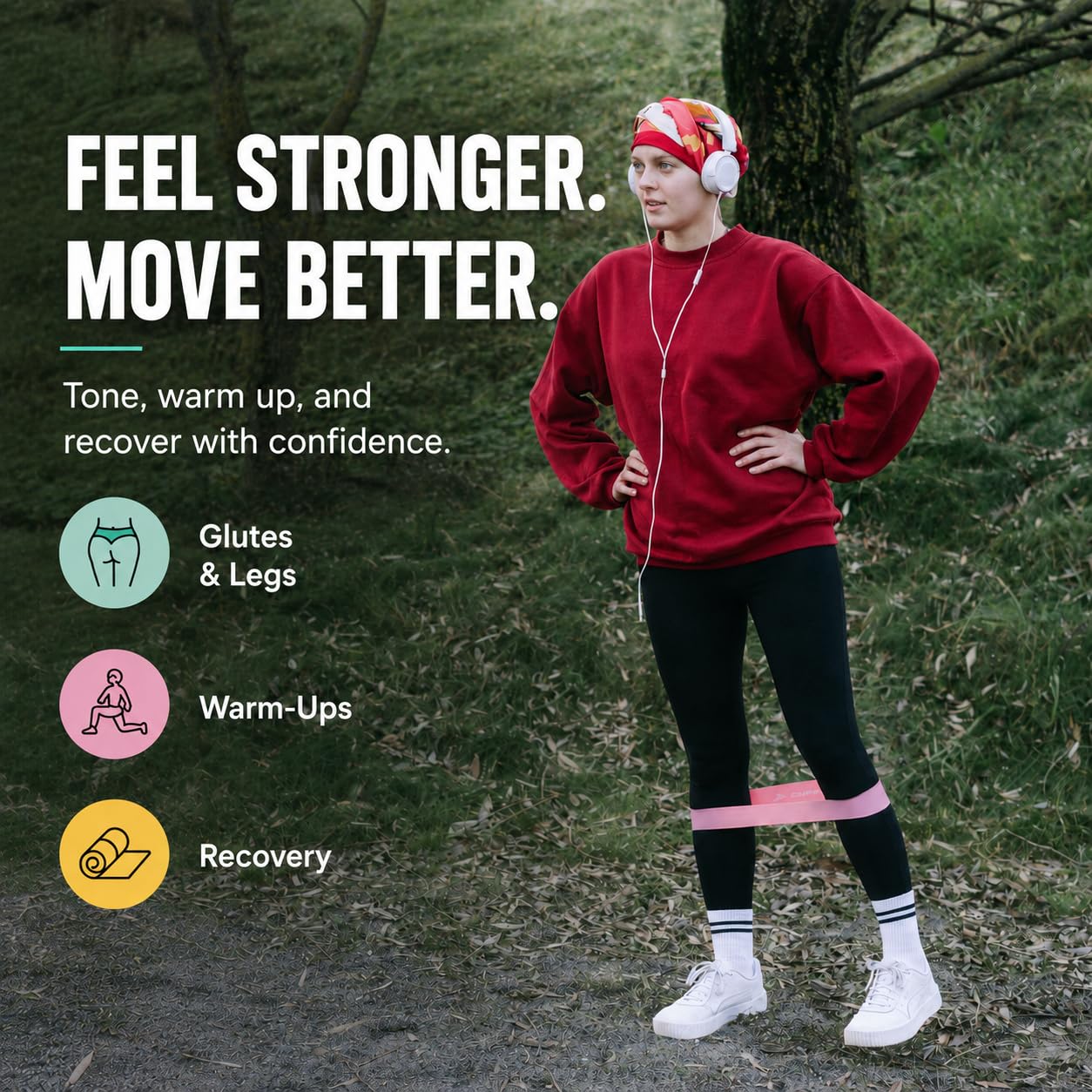 JOINTHERA Premium Latex Free Resistance Bands for Working Out - Set of 5 + Carrying Bag | Non Latex Mini Loop Workout Bands Resistance for Women and Men | Physical Therapy, Legs Exercise and Pilates