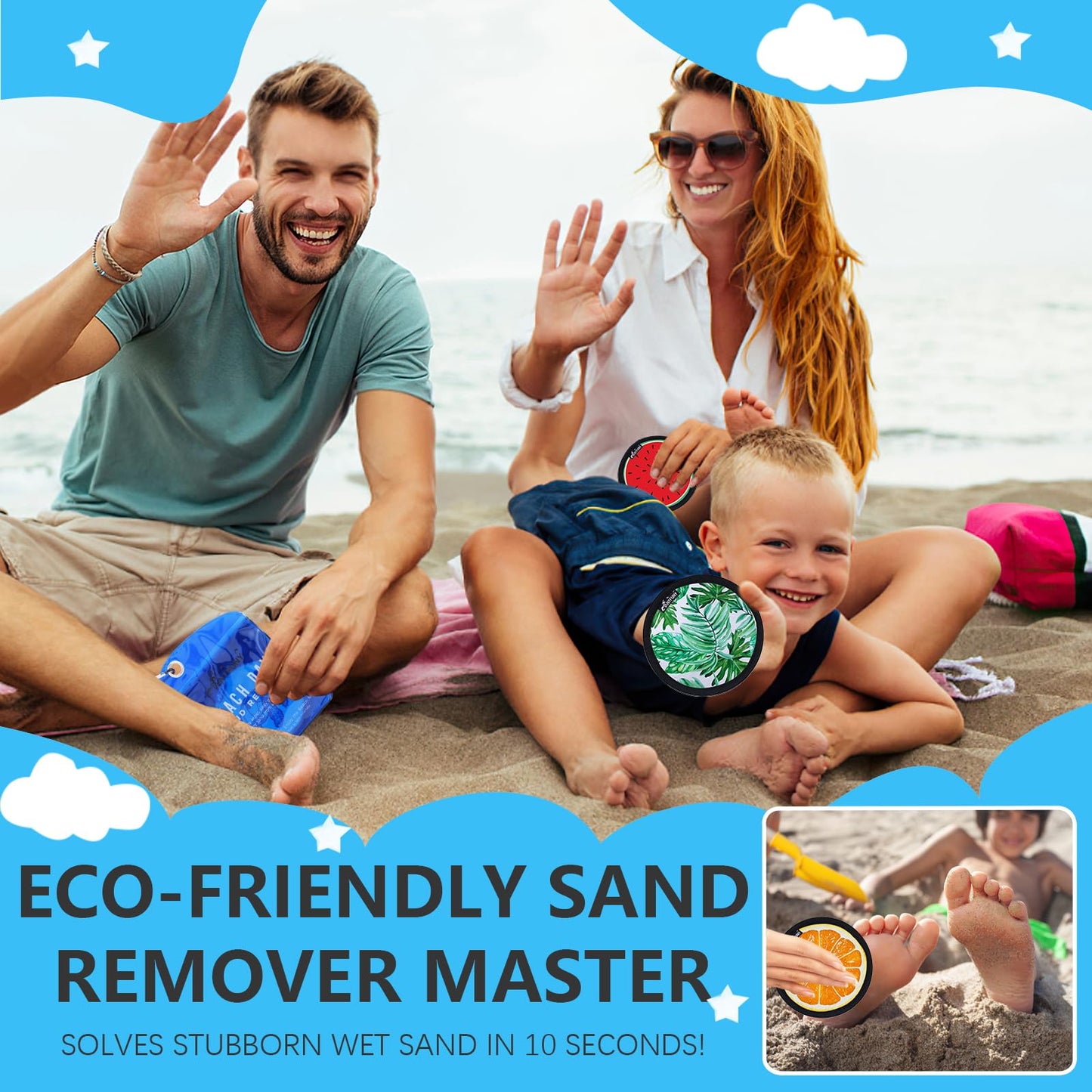 Sand Remover for Beach Cleaner Eraser for Family Kids Women Wipe Off Mitt Duster Brush Vacation Trip Hawaii Honeymoon Essential Gift Costa Rica Must Haves Resort Rio de Janeiro Punta Cana Flamingos