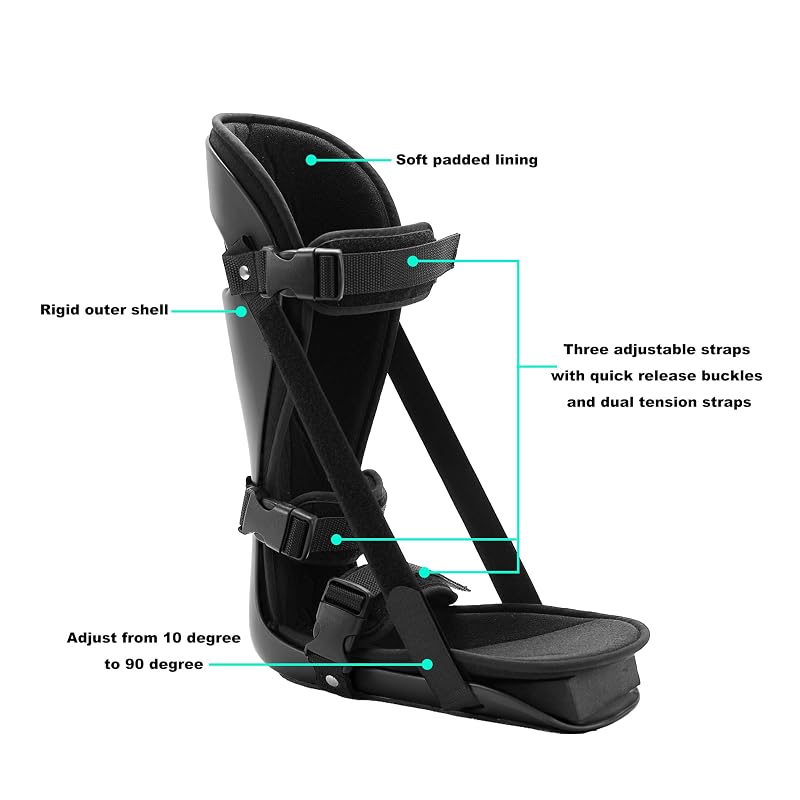 Plantar Fasciitis Night Splint - Sleeping Stretch Boot, Black, Large (Variation: Black-Black+Large)