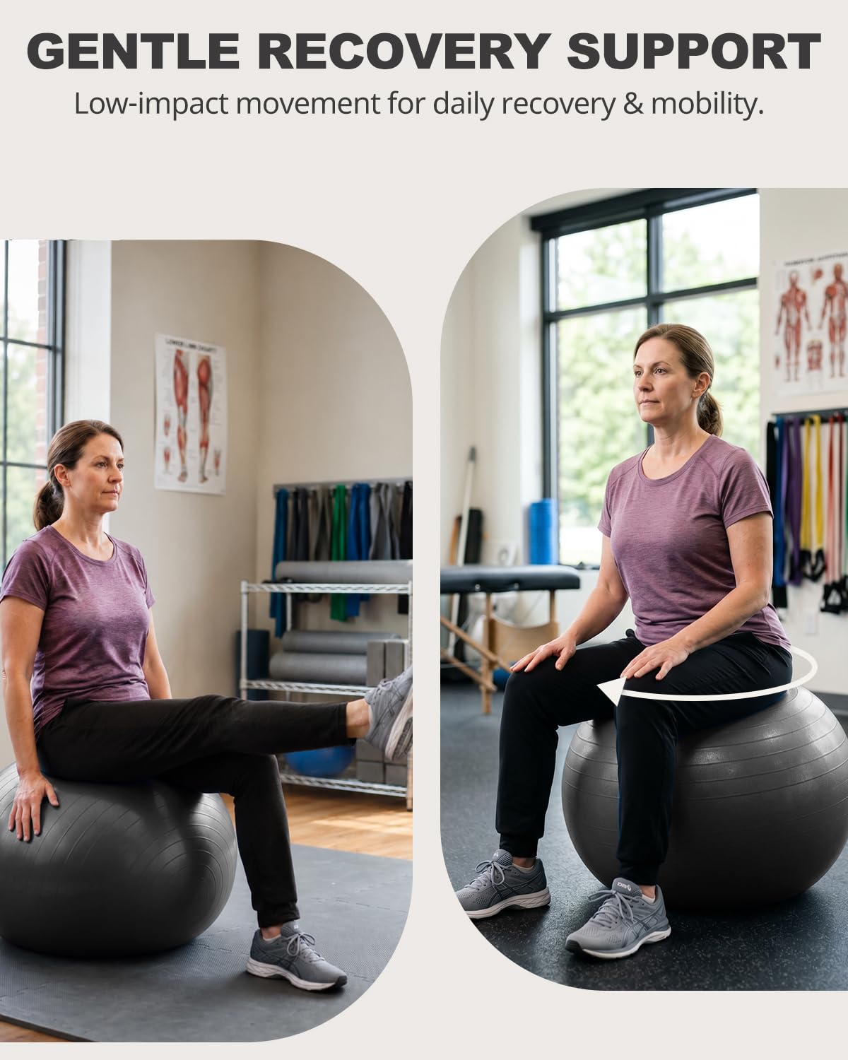Trideer Extra Thick Yoga Ball Exercise Ball, 5 Sizes Ball Chair, Heavy Duty Swiss Ball for Balance, Stability, Pregnancy and Physical Therapy, Quick Pump Included (Black, M(19-22ines/48-55cm))