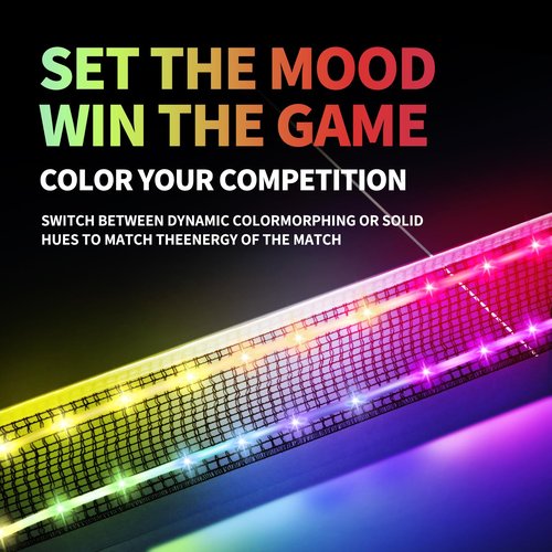 XGKHOM LED Ping Pong Net Light, Colorful Table Tennis Net Light with Remote Controlled for Enhanced Fun in Games, Ideal Gift for Ping Pong Players (Net Not Included)