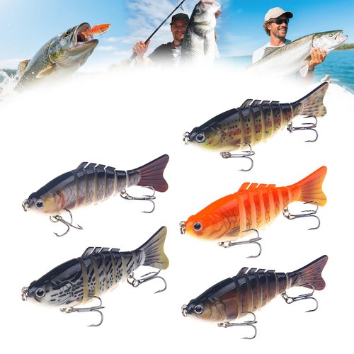 5Pack Robotic Fishing Lure, Lifelike 3D Swimming Bait for Freshwater and Saltwater, Attracts Bass Trout Crappie Walleye Beginners Fishing Lures Fishing Gear for Family Fishing