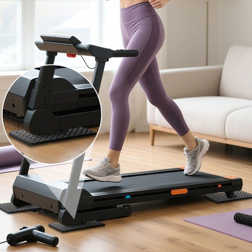 TOBWOLF 6PCS Double-Sided Non-Slip Treadmill Mat Pad, 4.7" X 3.1" Walking Pad Mat for Floor Protection, High Density Silicone Exercise Equipment Mats for Elliptical Machine, Exercise Bike
