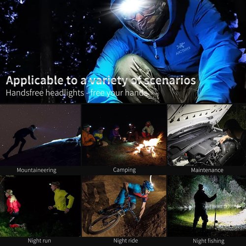 DARKBEAM COB Floodlight Headlamp USB Rechargeable with Red Light, 2000 Lumen LED Headlight - Car Maintenance and Night Construction 6-10 Hours Long Battery Life