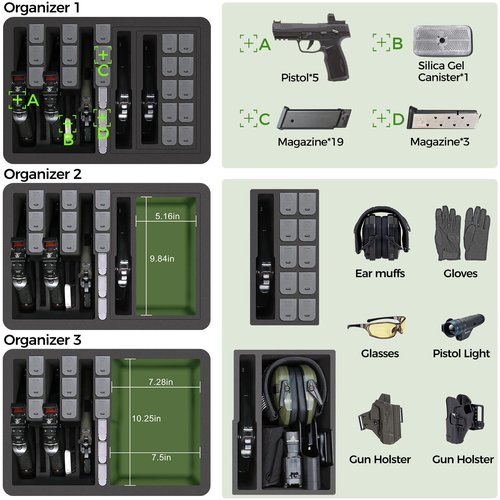 Turokacase Pistol Gun Case for Multiple Handguns ??TSA Approved Travel Pistol Case with 2 TSA Locks, Pre-cut Heavy Duty Waterproof Hard Shell Gun Case with Silica Gel Canister