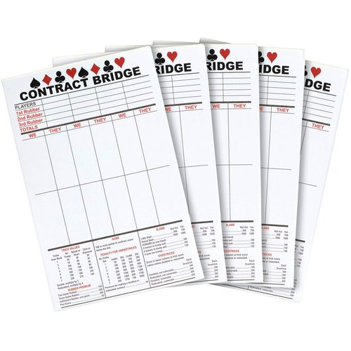 BEST PAPER GREETINGS 250 Sheets Contract Bridge Score Pads and Tallies - Game Scoring Cards Supplies - Large Print with Trick Values - 5 Bridge Score Pads with Scoring Rules