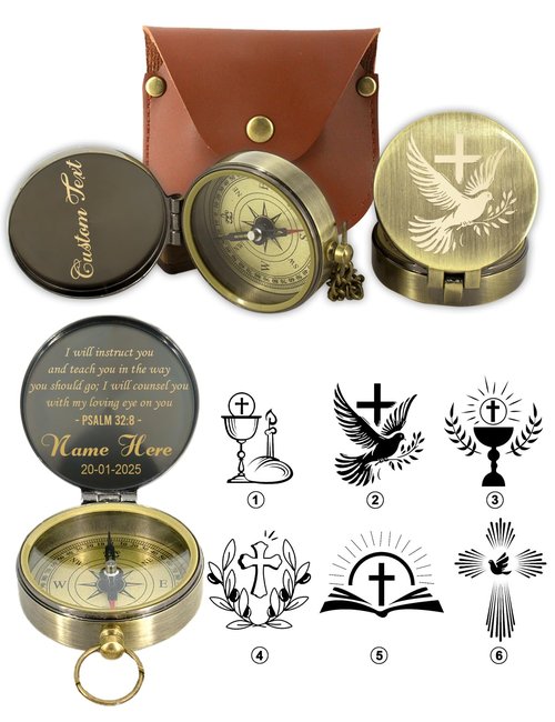 Personalized Baptism Gifts with Scripture for Boys, Engraved Baptism Compass for Confirmation, Custom Compass Baptismal Gifts for Teenage, Engraved Compass Confirmation Gifts