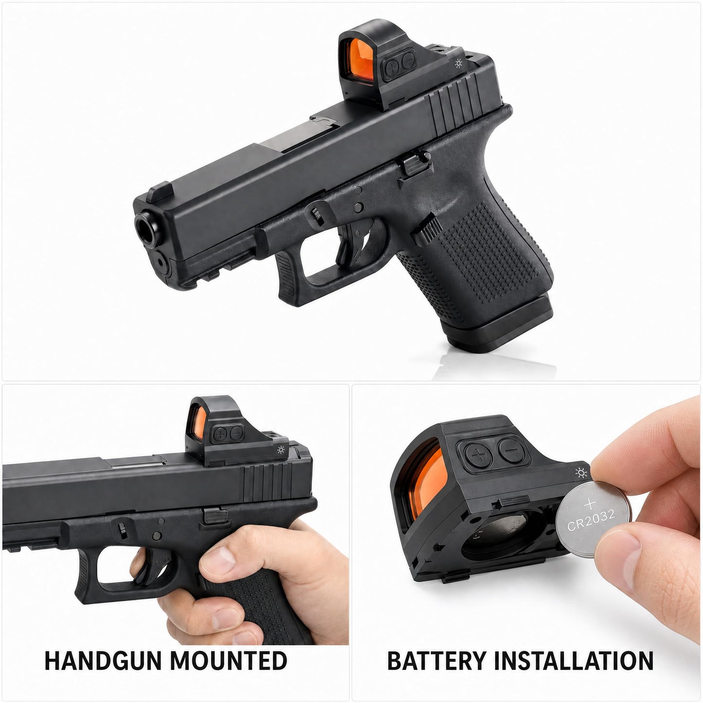Gotical RMR 3MOA Red Dot Sight Scope Adjustable Brightness for Glock with 20mm Picatinny Mount and MOS Plate for Pistol Handgun