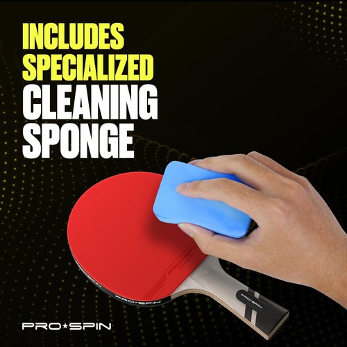 PRO SPIN Table Tennis Rubber Cleaning Kit - Ping Pong Paddle Cleaner | 200ml Rubber Cleaner & Sponge Included | Eliminate Dirt & Dust | Optimal Spin & Control | Preserve Rubber & Restore Tackiness