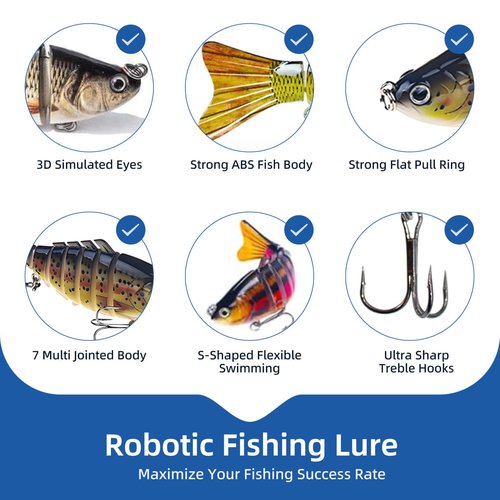 5PCS Robotic Fishing Lure, 2025 Upgrade Swimming Bait for Freshwater & Saltwater, Bionic Fishing Lures That Swim by Itself, Walleye Trout Perch Bass Lure for Beginners (5PCS-B)