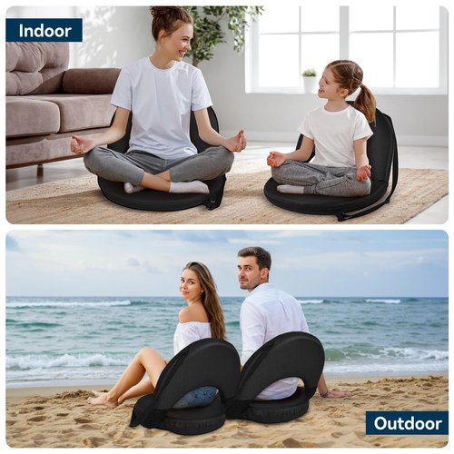 VSTKEN Floor Chair - Reclining Stadium Seats with Back Support, 6 Position Adjustable - Portable Beach Chair, Recreation Recliner for Outdoor Camping Picnic