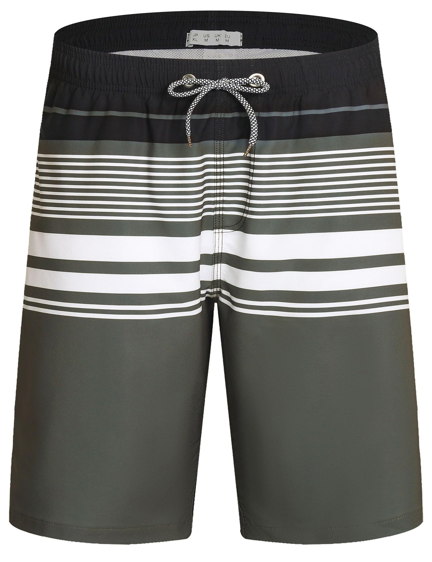 ELETOP Men's Swim Trunks Quick Dry Bathing Suit Swimming Board Shorts Mesh Lining Beach Swimwear Stripe Grey 4XL