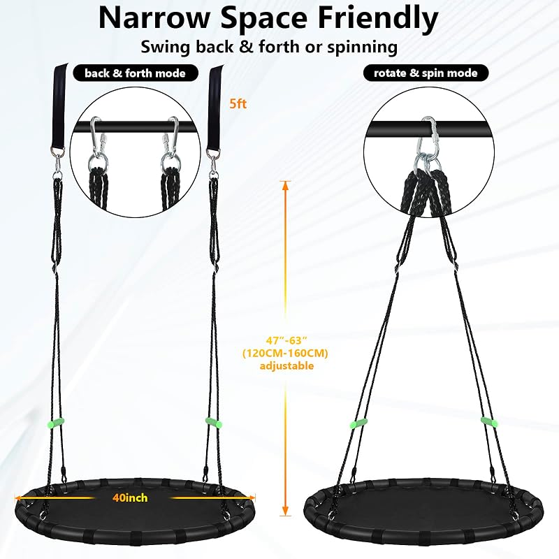 Tree Swing with PP Mat - Durable, Safe, and Easy to Install,Black