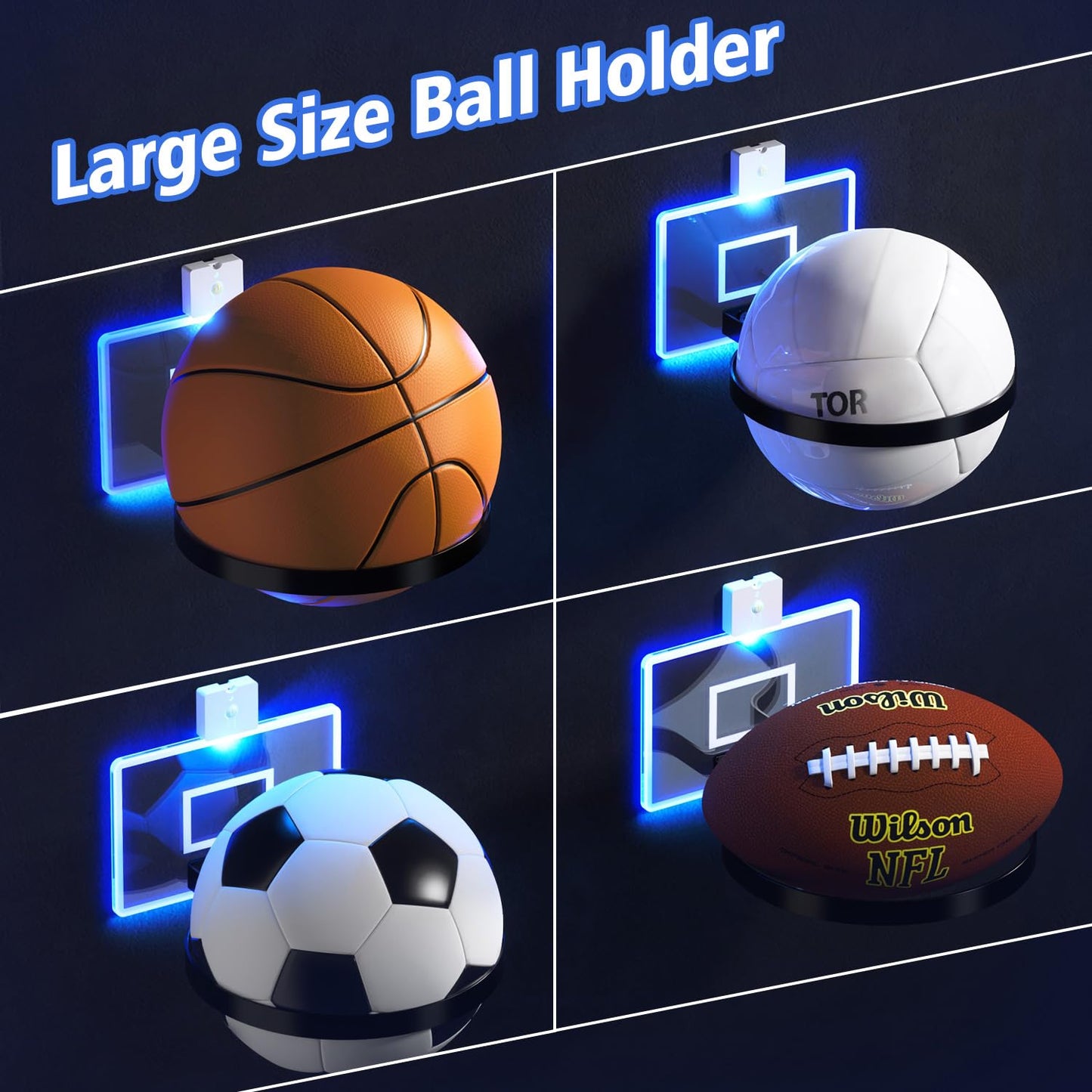 Daoun Boy Room Decor, 2 Pack Ball Holder Wall Mount