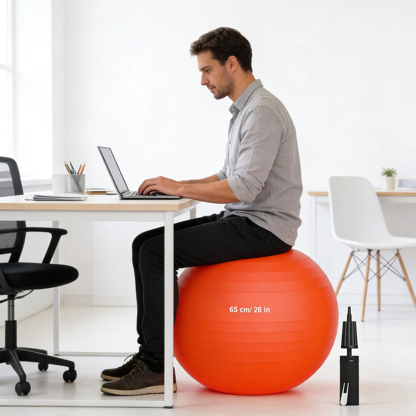 Miloll Exercise Ball - Yoga Ball Anti-Burst and Slip Resistant, for Fitness, Pregnancy, Stability, Balance, Core Workout - Training Ball w/Quick Pump - Office, Home, Gym