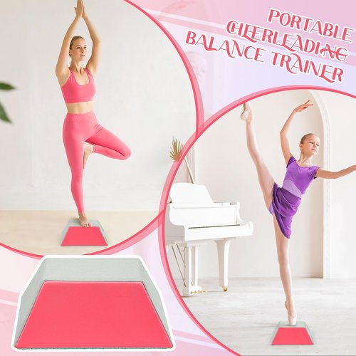 Stable Stunt Stand: Cheerleading Balance Trainer for Flyers, PU Anti-slip Cheer Flyer Stand, for Improving Flexibility Core Strength and Coordination, Pink