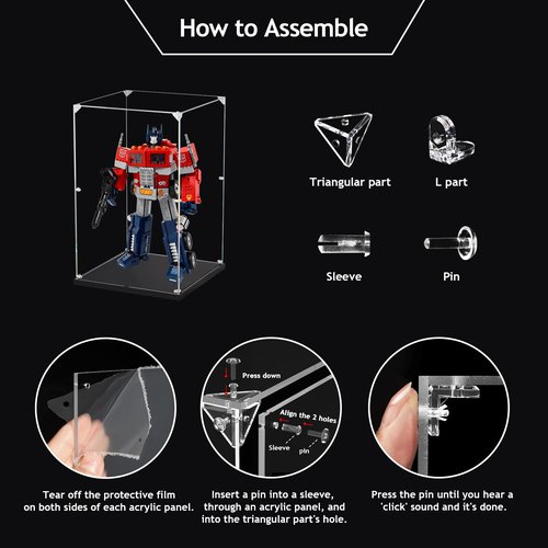 Clear Acrylic Display Case, Self-Assemble Showcase for Collectibles, Action Figures, Dolls, Toys - Alternative Glass Box for Commemorative Gifts (6x6x10 inch, 15x15x25 cm)