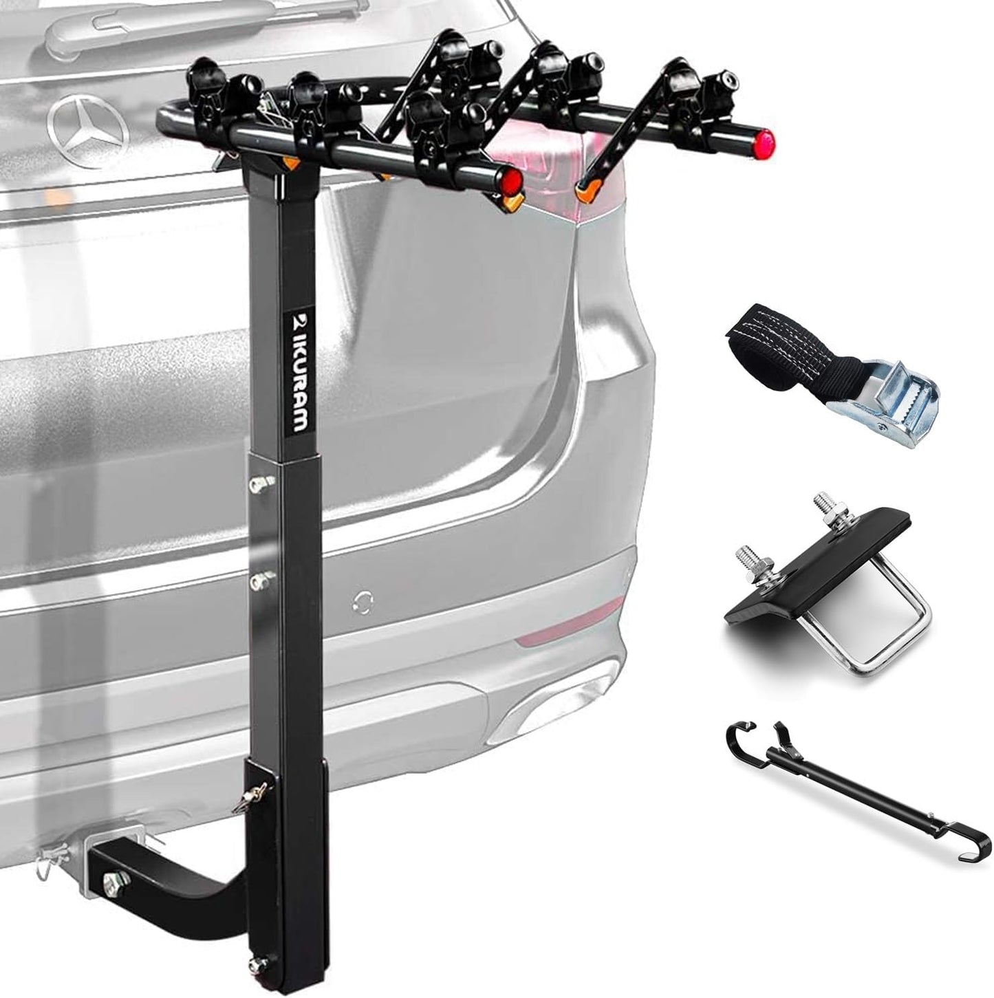 2 Bike Rack Hitch Mount, 200 lbs Electric Bicycle Carrier Rack Platform Style for Cars Trucks SUVs Minivans, fits MTB Gravel Road Bike with Up to 5-inch Fat Tire Carrier Rack - 2" Hitch Receiver