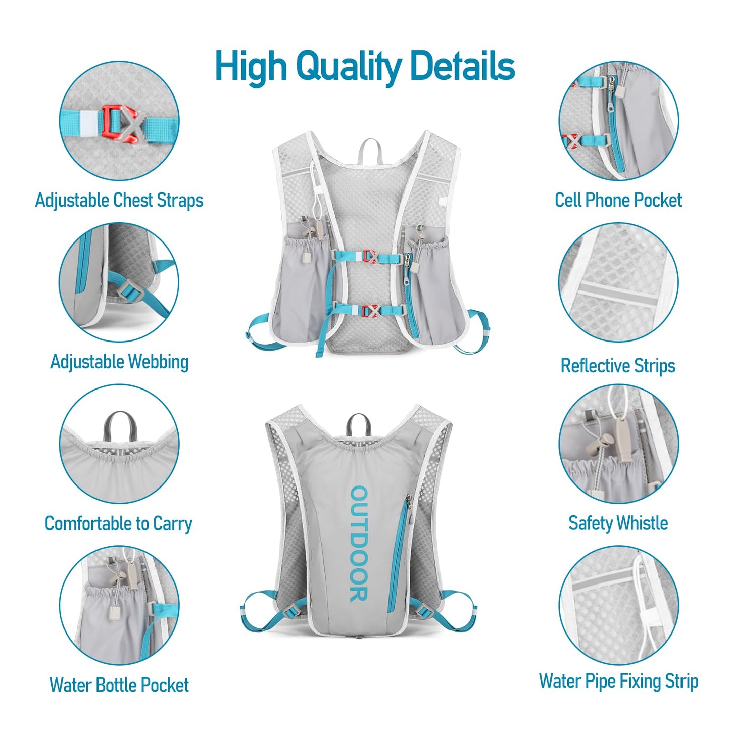 Hydration Vest Backpack for Women, Adjustable Running Hydration Vest for Jogging Running Trail Cycling