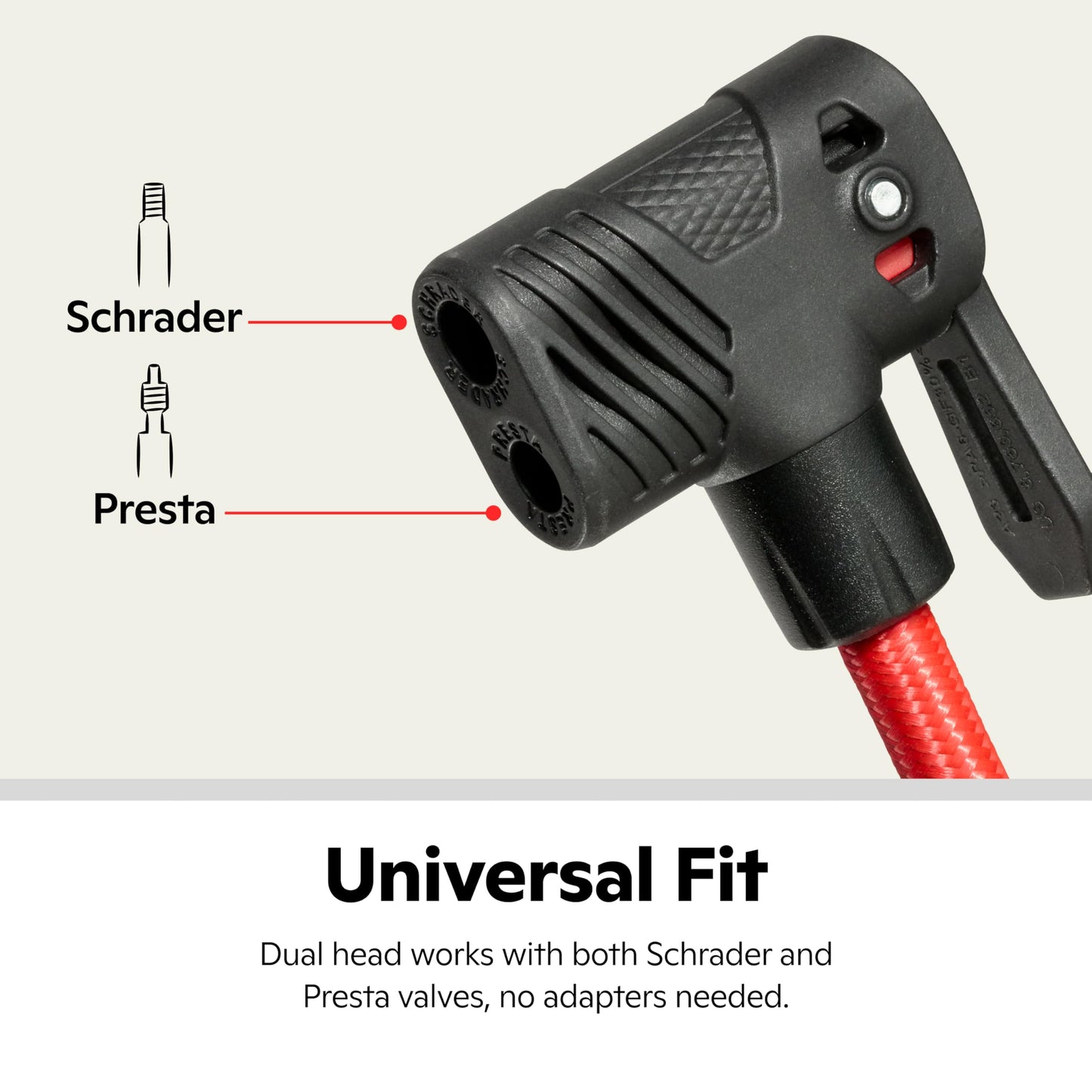 Schwinn Air Base Plus Foot Pump, Air Zone Pressure Gauge, High Pressure Foot Pump, Dual Head Nozzle Fits Both Schrader and Presta Valves, Max of 120 PSI, Black