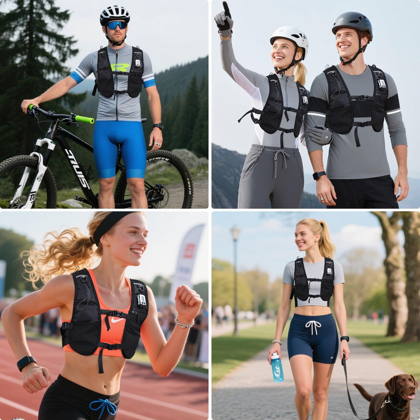PELLOR Running Vest, Lightweight Hydrated Vest Pack with Multi Pockets, Adjustable Chest Straps Running Hydration Backpack for Running Cycling Hiking