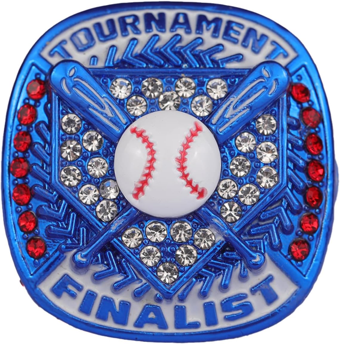 2 pcs, 12 pcs Pack Baseball Tournament Blue Championship Ring Trophy on Side Size 9