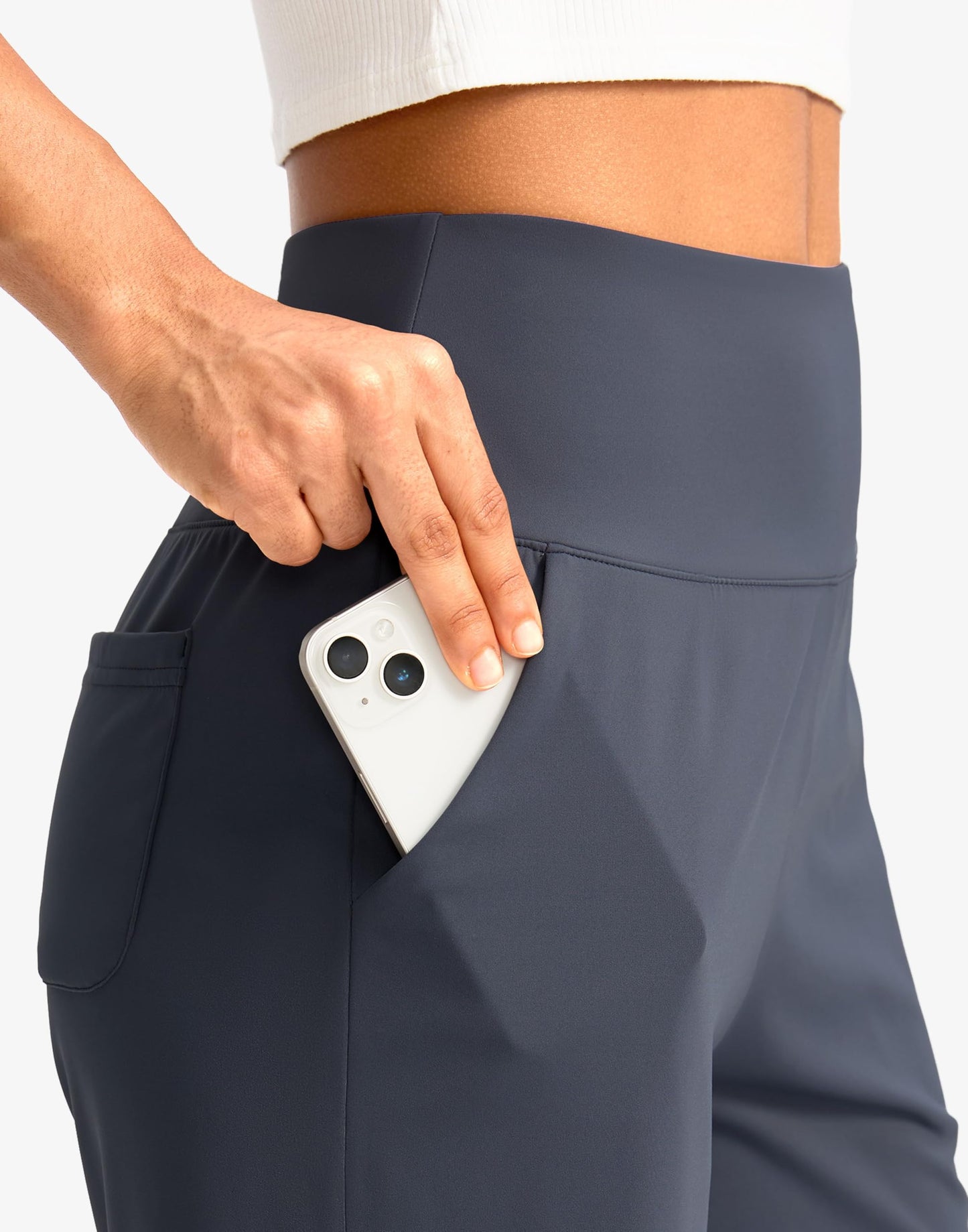 G Gradual Women's Bermuda Long Shorts with Pockets 7" High Waisted Knee Length Shorts for Women Walking Athletic Workout(Dusty Blue-L7,XL)