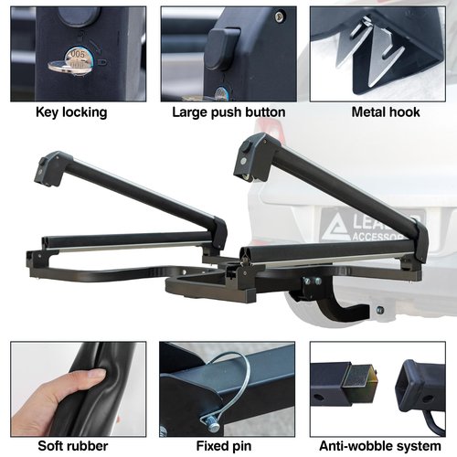 Leader Accessories Folding Hitch Mounted Ski & Snowboard Rack, Adjustable Snowboard Roof Racks Hold 4 Snowboard or 6 Skis with Anti-Theft Lock, Fits 2" Receiver and Most Cross Bars