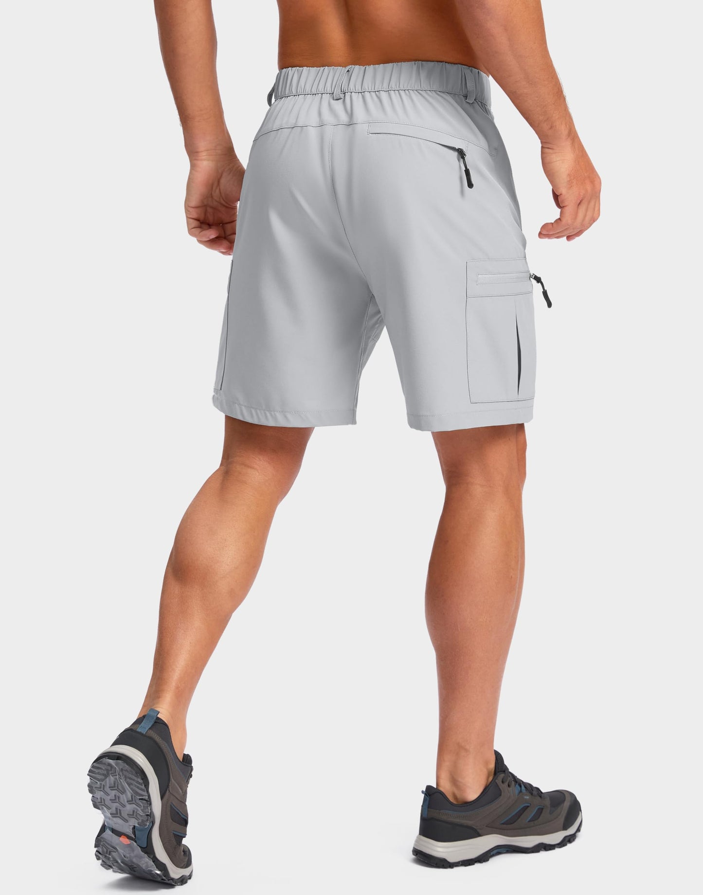 Pudolla Men's Hiking Cargo Shorts Lightweight 7" Travel Casual Shorts for Men Golf Work Outdoor with 5 Zipper Pockets(Bright Grey 3X-Large)