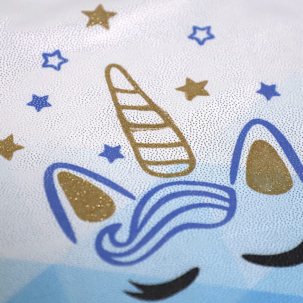 Leotards for Girls Gymnastics Unicorn Athletic Dance Wear Shiny Rainbow Blue Hotpink (White Blue, 3-4T)